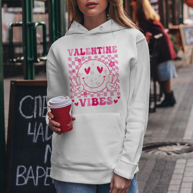 Groovy Valentines Day For Girl Valentine Vibes Women Hoodie Funny Gifts