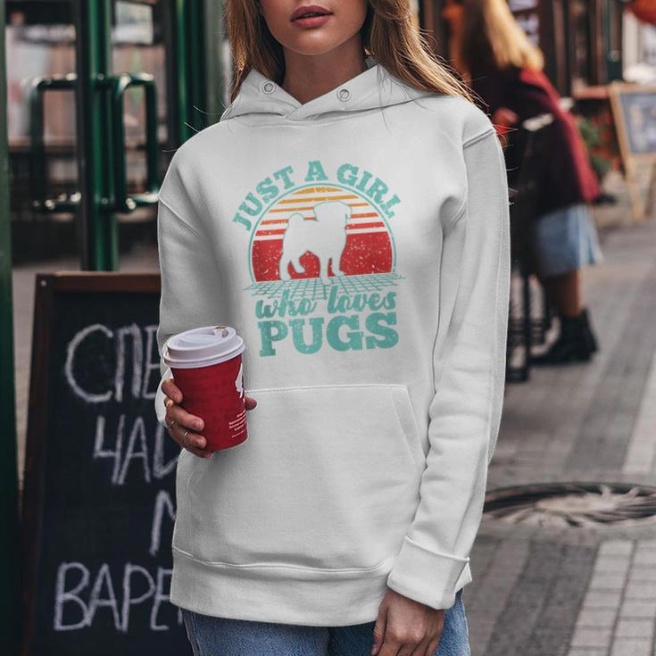 Just A Girl Who Loves Pugs Retro Vintage Style Women Women Hoodie Unique Gifts