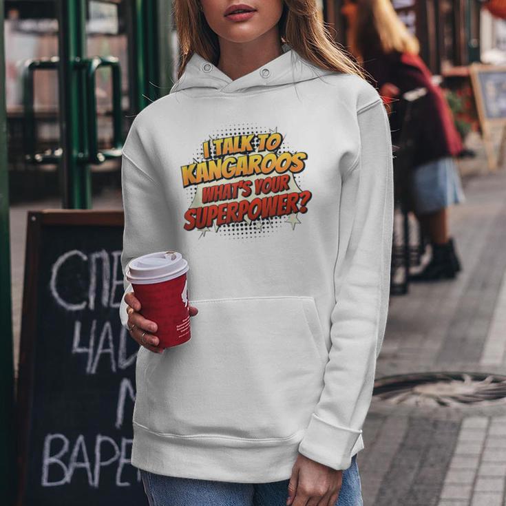 Kangaroo Dad Mom Talk Superpower Kangaroo Women Hoodie Unique Gifts