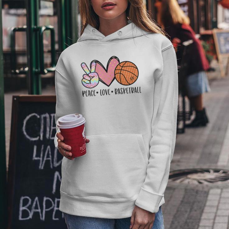 Peace Love Basketball Heart For Ns Tween Girls Women Hoodie - Monsterry CA
