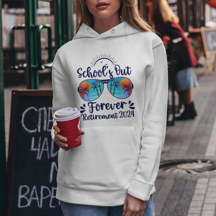 School's Out Forever Retired 2024 Teacher Retirement Women Hoodie Funny Gifts