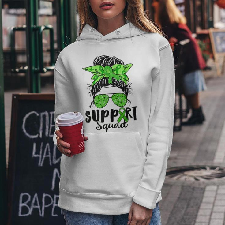 Support Squad Messy Bun Green Ribbon Mental Health Awareness Women Hoodie Unique Gifts