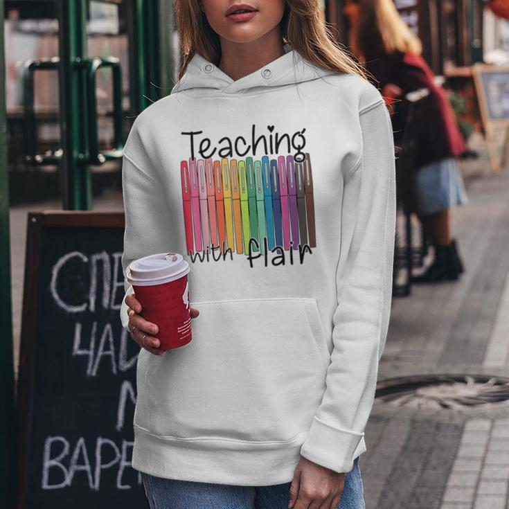 Teaching With Flair Preschool Teacher First Day Of School Women Hoodie Funny Gifts