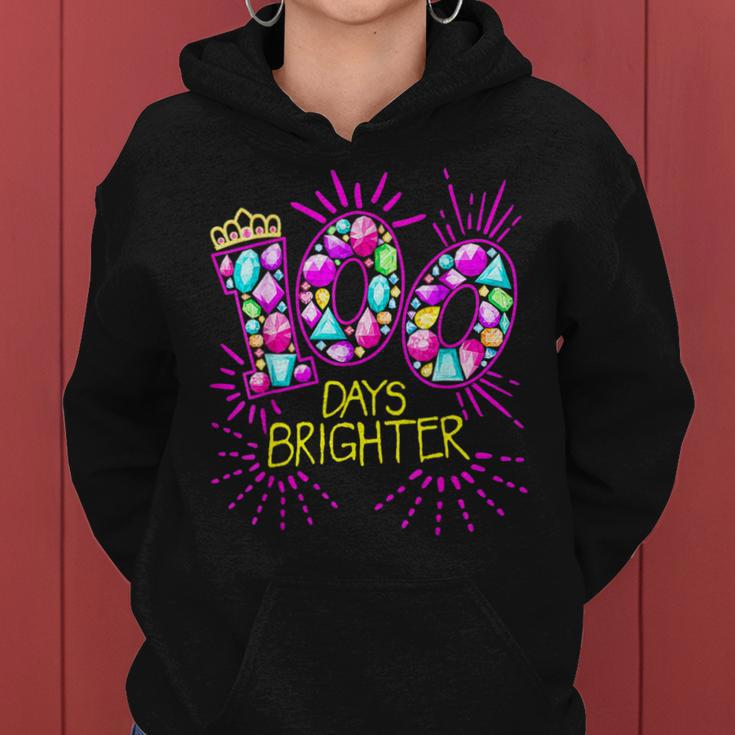 100 Days Brighter Teacher Girls 100 Days Of School Diamond Women Hoodie