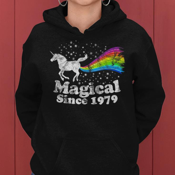 40Th Birthday Magical Farting Unicorn Rainbow 1979Women Hoodie