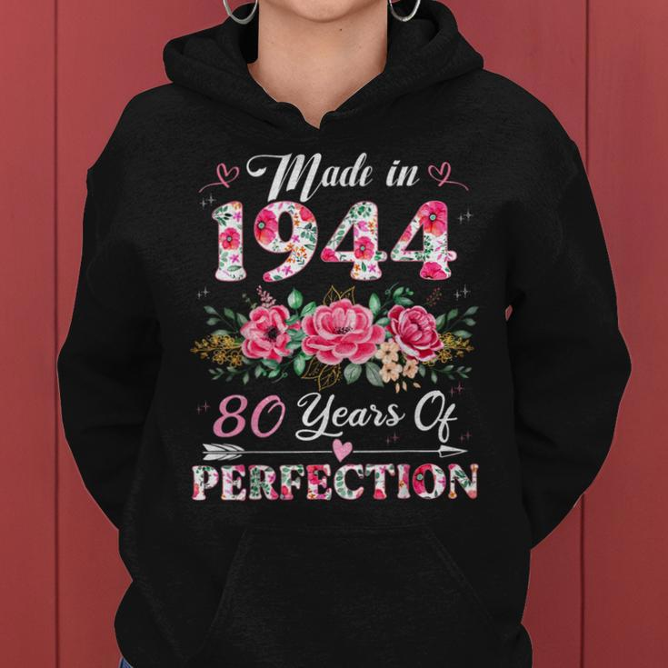 80 Year Old Made In 1944 Floral 80Th Birthday Women Women Hoodie