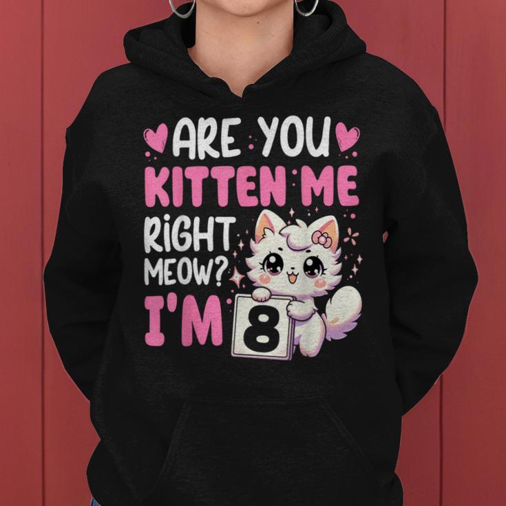 8Th Birthday For Girls 8Yr 8 Year Old Kitten Cat Bday Women Hoodie