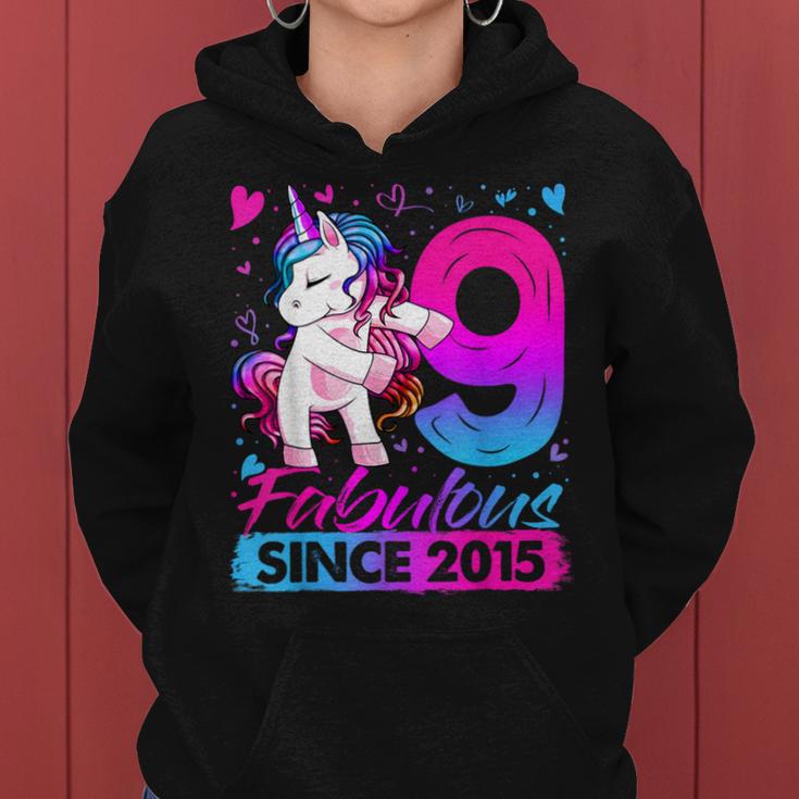 9 Years Old Flossing Unicorn 9Th Birthday Girl Party Women Hoodie