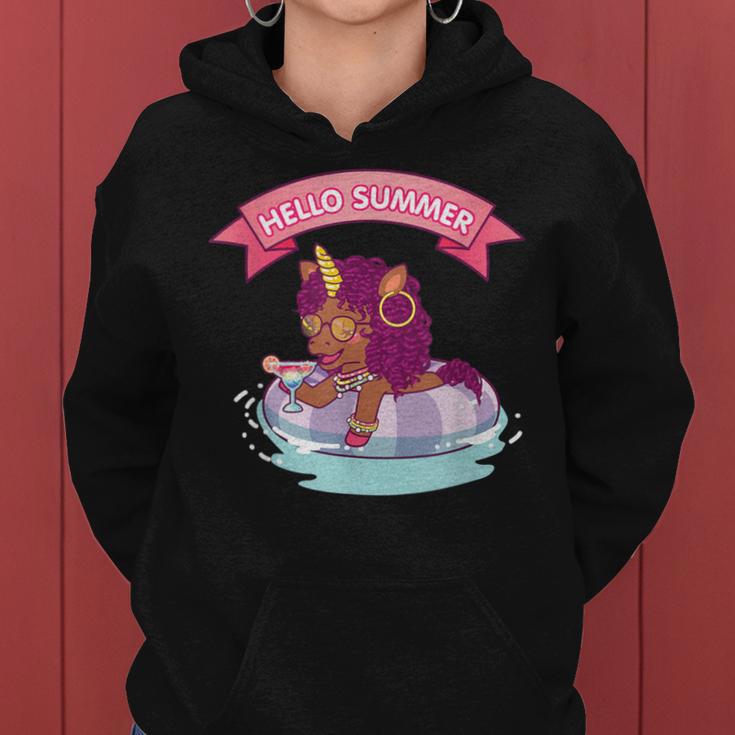 Afro Unicorn Hello Summer Black Girl Magic Birthday Women Hoodie