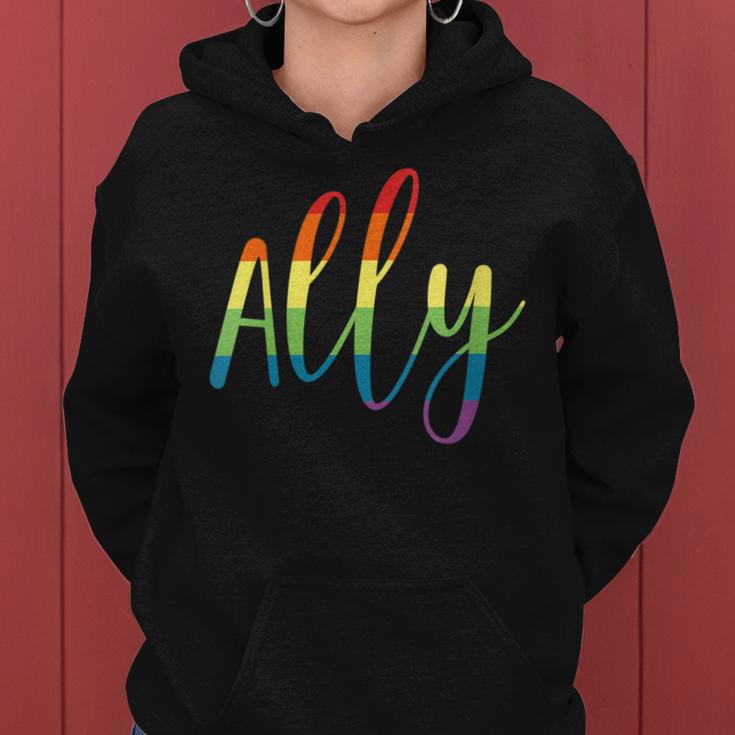 Ally Pride Gay Lgbt Day Month Parade Rainbow Flag Women Hoodie