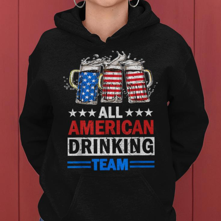 All American Drinking Team Apparel Us Beer Glass July 4Th Women Hoodie