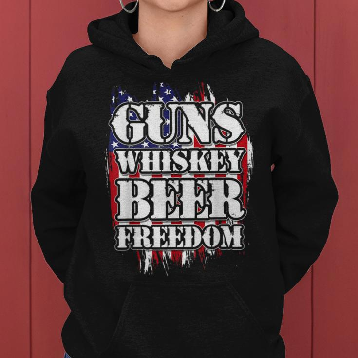 American Flag Guns Whiskey Beer Freedom Women Hoodie