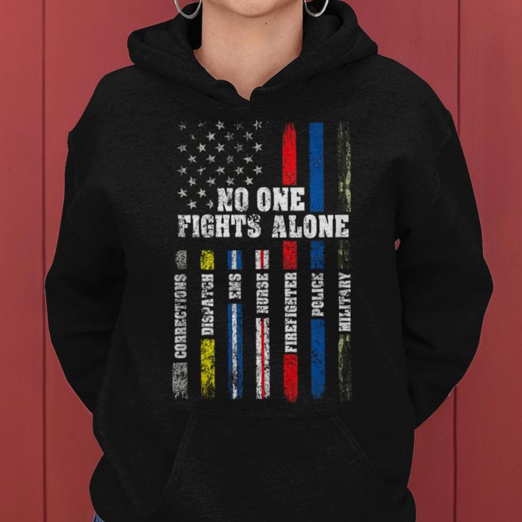 American Flag Thin Line Police Fire Military Nurse Responder Women Hoodie