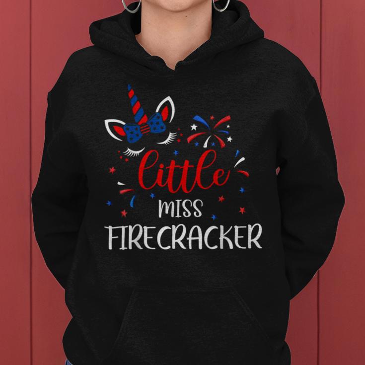 American Little Miss Firecracker 4Th July Usa Toddler Girl Women Hoodie