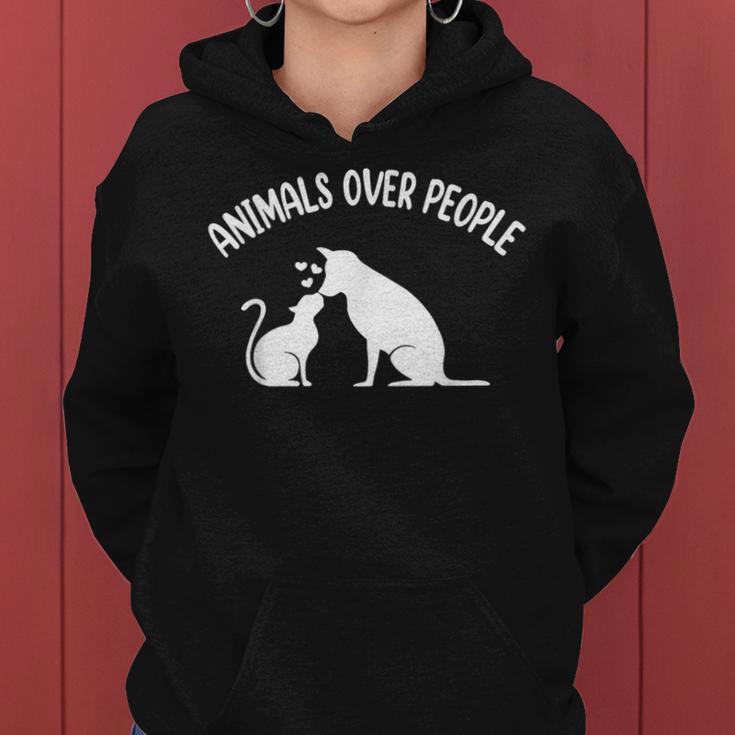 Animals Over People Animal Lover Vegan Plant Based Veganism Women Hoodie