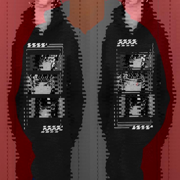 Anime Girls Eyes Soft Grunge Estética Japonés Manga Arte Sudadera con capucha para mujer