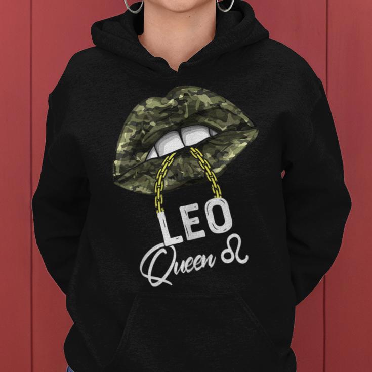 Army Leo Queen Lips Camouflage Military Green Women Hoodie