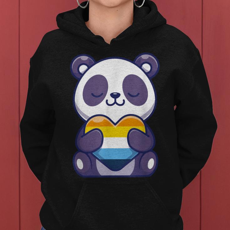 Aroace Pride Aro Ace Panda Heart Aromantic Asexual Pride Women Hoodie