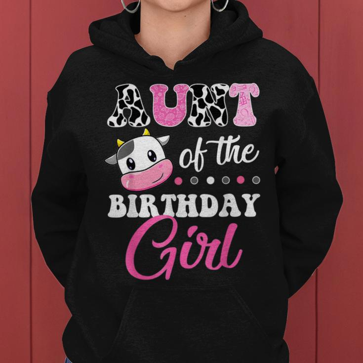 Aunt Of The Birthday Girl Family Matching Farm Cow Women Hoodie