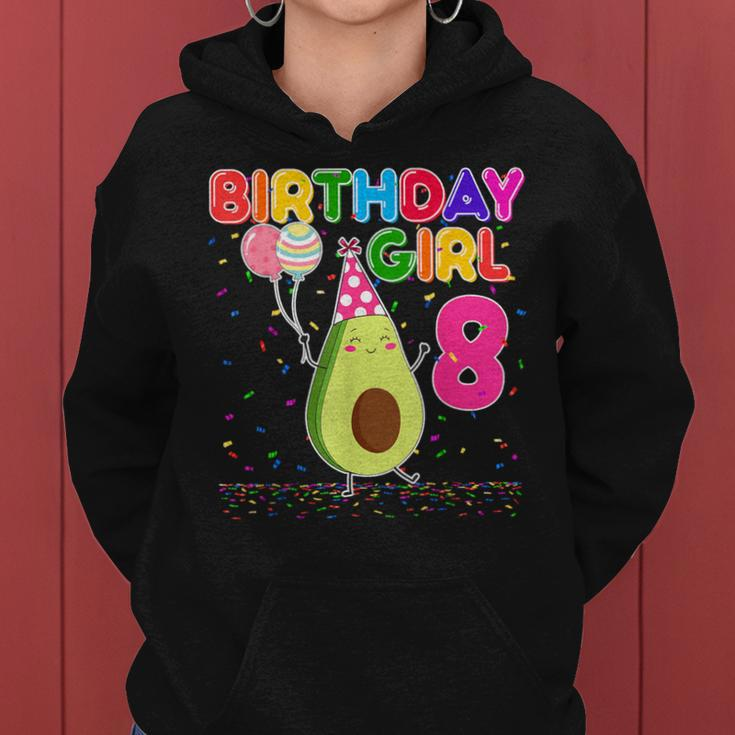 Avocados 8Th Birthday Girl 8 Years Old Avocados Theme B-Day Women Hoodie
