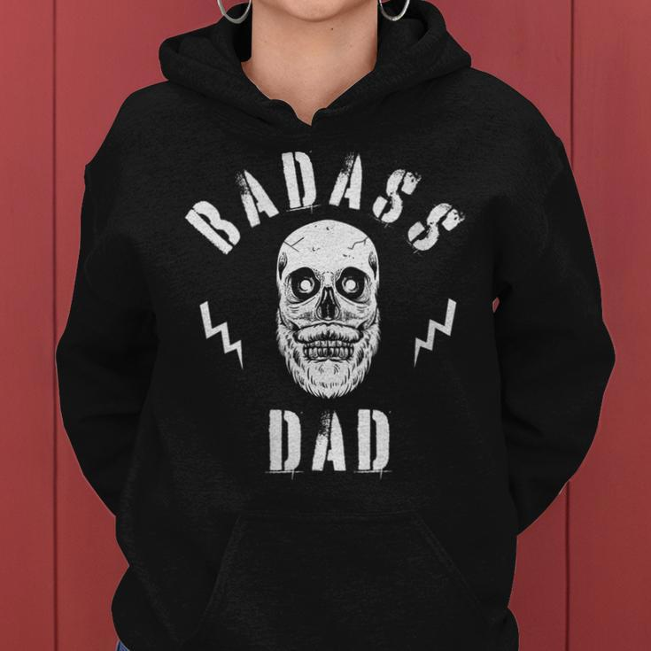 Badass Dad Cool Fathers Day Dad Skull Women Hoodie