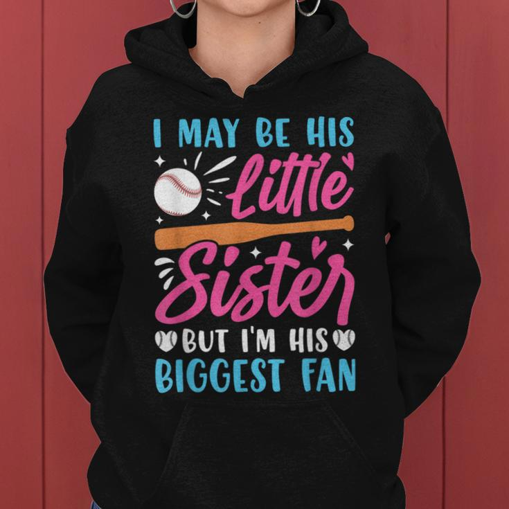 Baseball Sister Little Sister Biggest Fan Baseball Women Hoodie