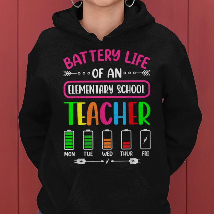 Battery Life Of A Elementary School Teacher School Week Women Hoodie