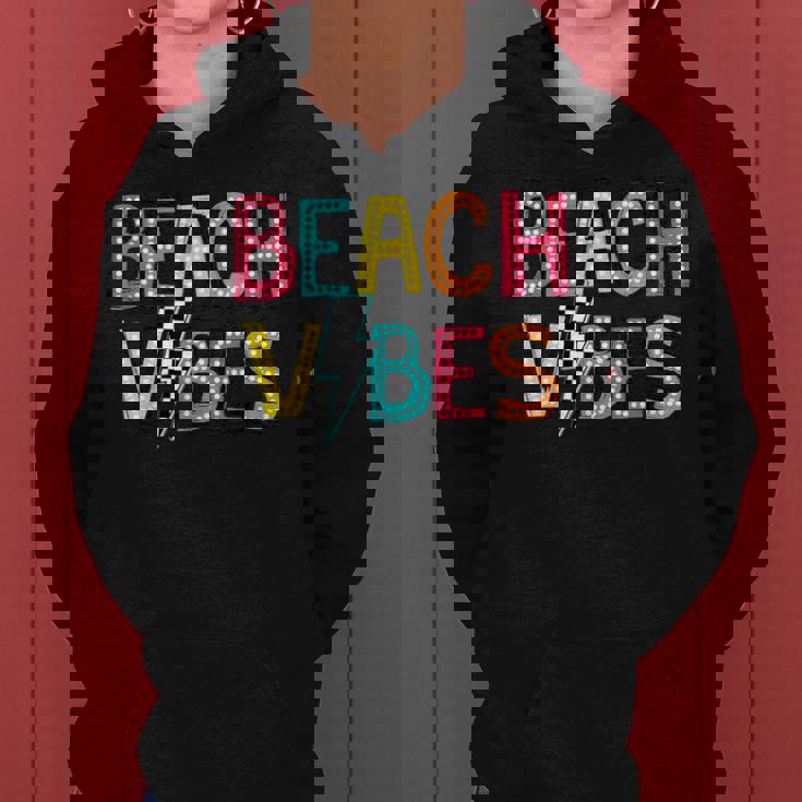 Beach Vibes Hello Summer Vacation Girl N Colorful Women Hoodie