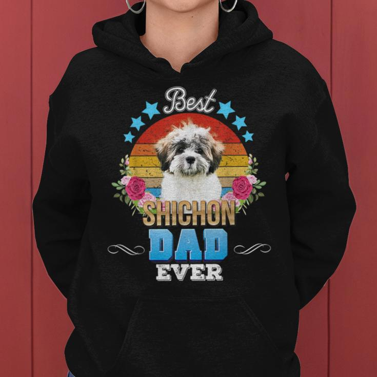 Best Dog Dad Ever Shichon Floral Retro Father Day Lover Women Hoodie