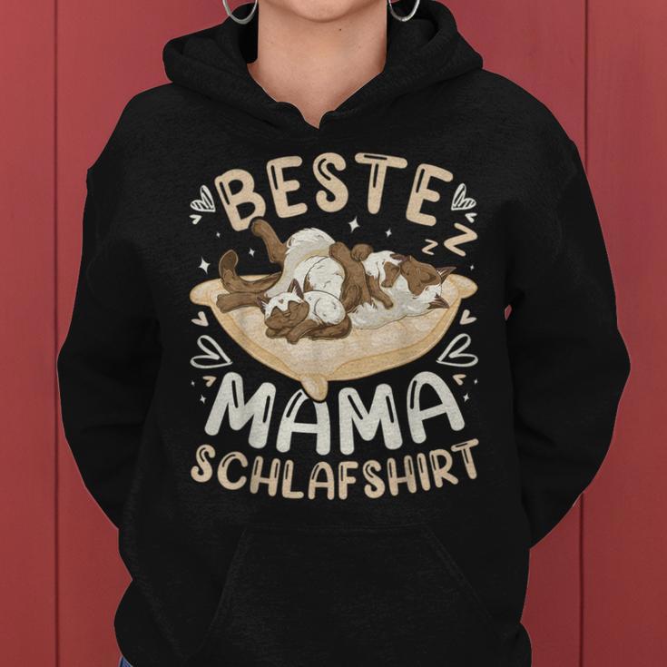 Beste Mama Schlaf Siamkatze Mit 2 Kätzchen Muttertag Kapuzenpullover für Damen