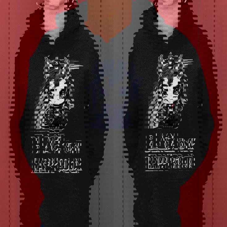 Black Is My Happy Color Goth Girl Emo Gothic Unicorn Women Hoodie