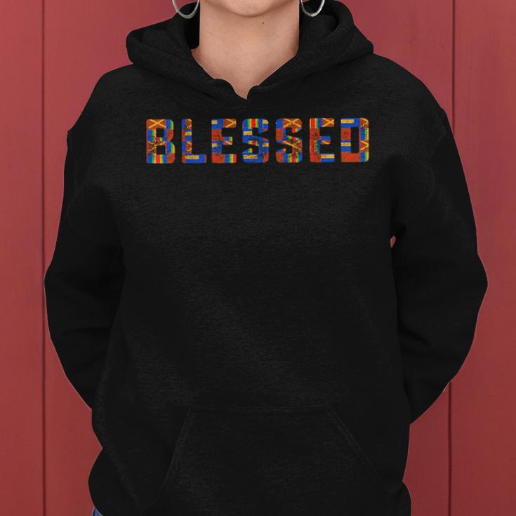 Blessed Kente Pattern African American Junenth Women Women Hoodie