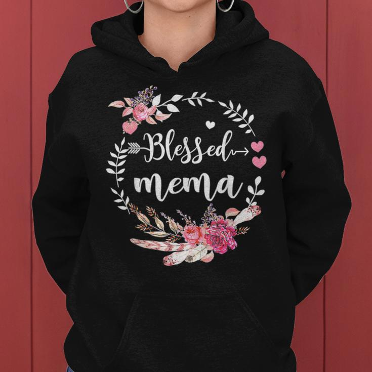 Blessed Mema Thanksgiving Floral Mother's Day Women Hoodie