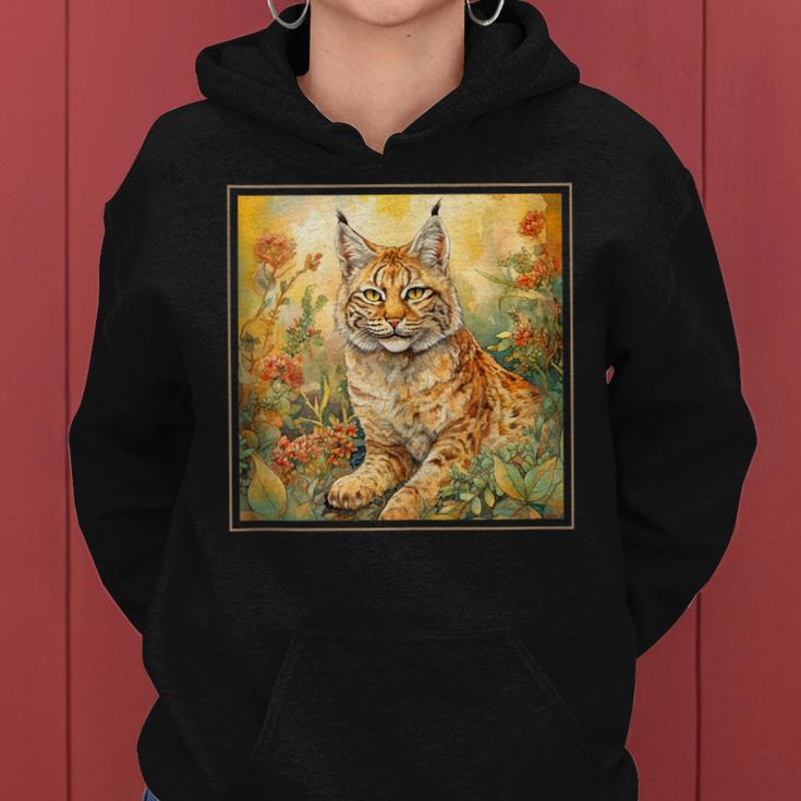 Bobcat Garden Flowers Painting Pet Mom Dad Women Hoodie