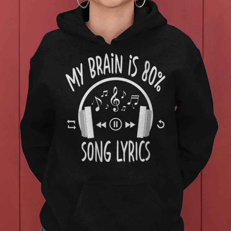 My Brain Is 80 Percent Song Lyrics Vintage Music Lover Women Hoodie