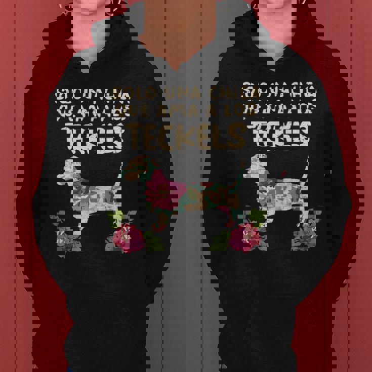 Chica Amor Teckel Perro Floral Lindo Dachshund Regalo Sudadera con capucha para mujer