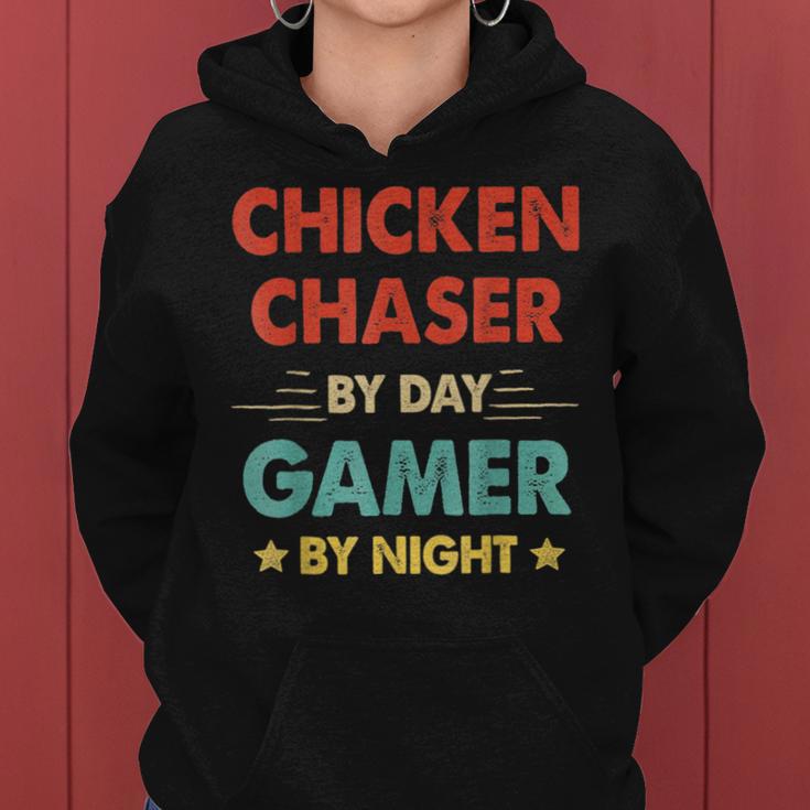 Chicken Chaser By Day Gamer By Night Women Hoodie