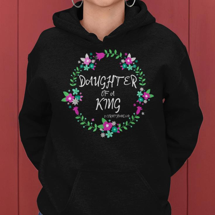Christian Daughter Of A King Floral Wreath Bible Quote Women Hoodie
