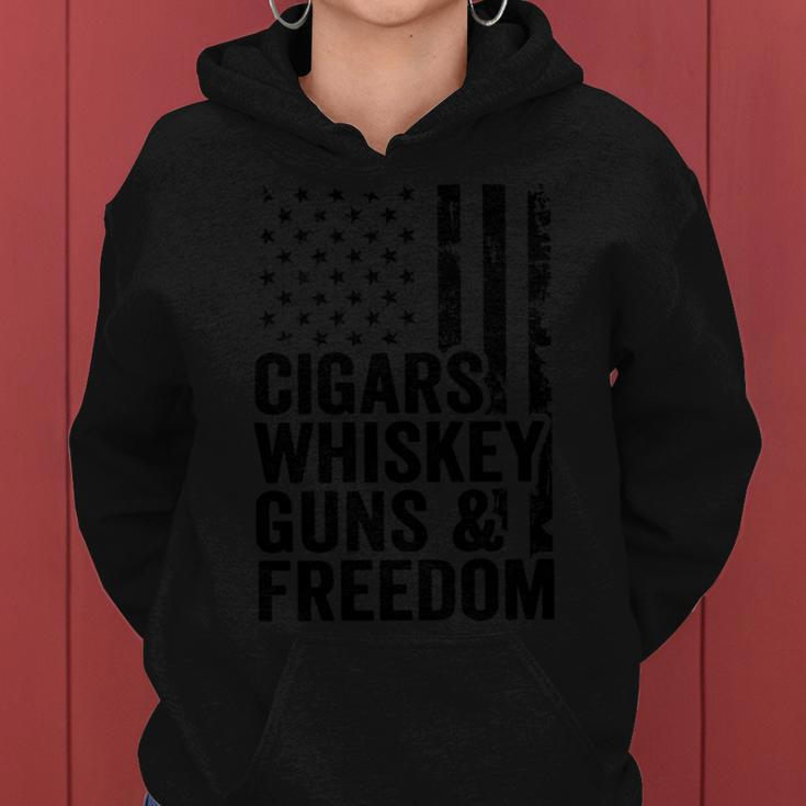 Cigars Whiskey Guns & Freedom Drinking Usa Flag Gun Women Hoodie