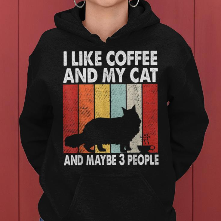 I Like Coffee And My Cat Maybe 3 People Vintage Maine Coon Women Hoodie