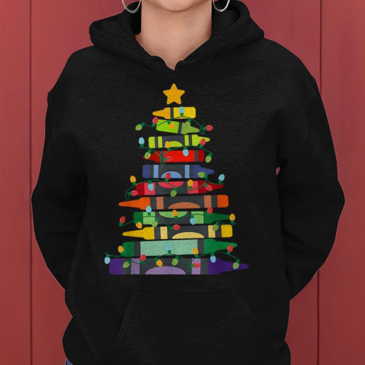 Crayon Christmas Tree Teacher Student Xmas Holiday Pajamas Women Hoodie