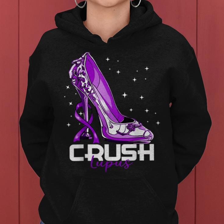 Crush Lupus Awareness Purple High Heel Purple Ribbon Womens Women Hoodie