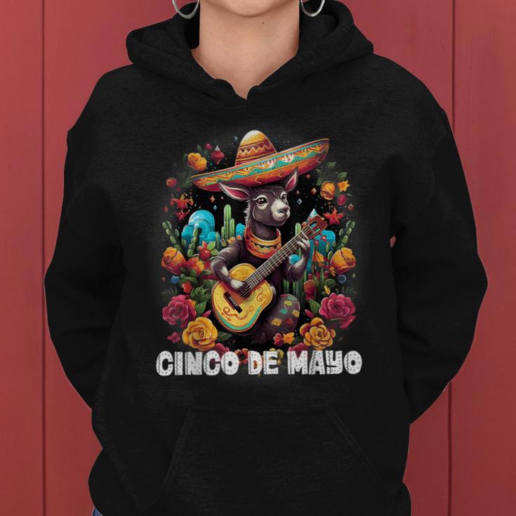 Cute Donkey Cinco De Mayo Mexican Party Guitar Music Apparel Women Hoodie