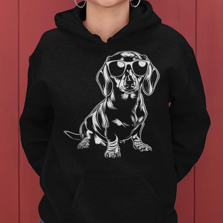 Dackel Wiener Hund Sonnenbrille Lustig Hund Mama Papa Kapuzenpullover für Damen