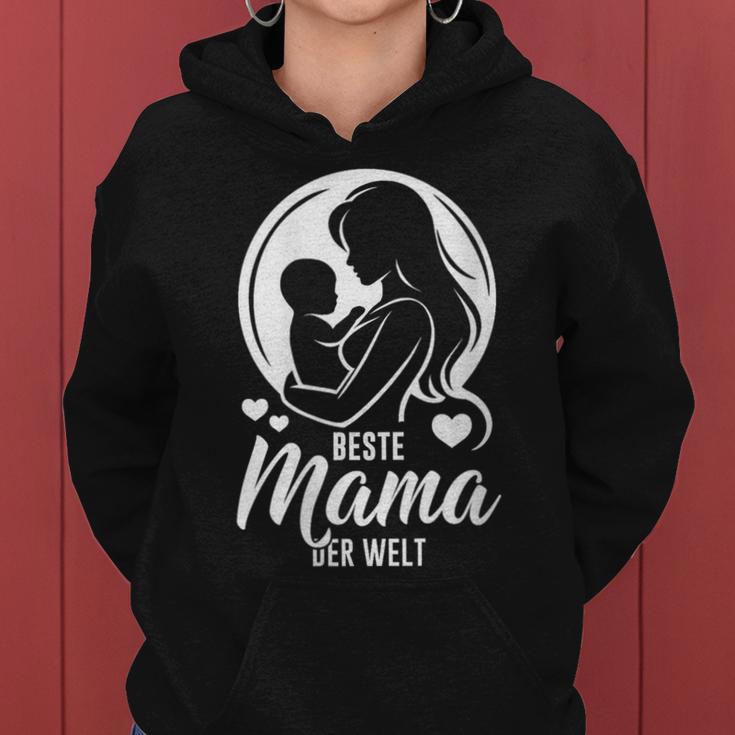 Damen Beste Mama Der Welt – Silhouette Mutter Baby Kind Geschenk Mit-Ausschnitt Kapuzenpullover für Damen