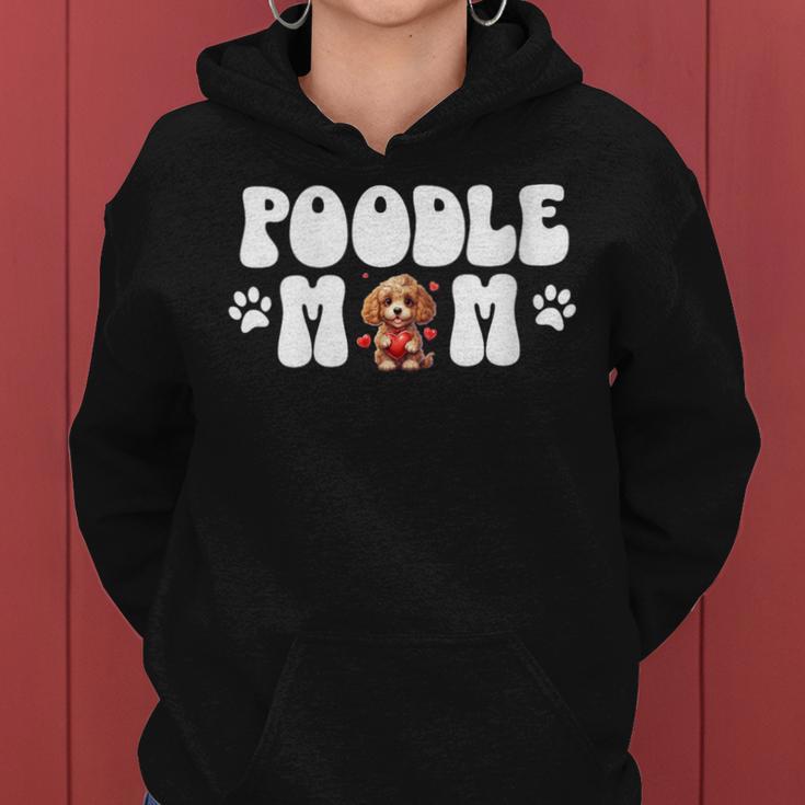 Damen Cute Poodle Mom Dog Mama Dog Heart Lover Owner Mit-Ausschnitt Kapuzenpullover für Damen