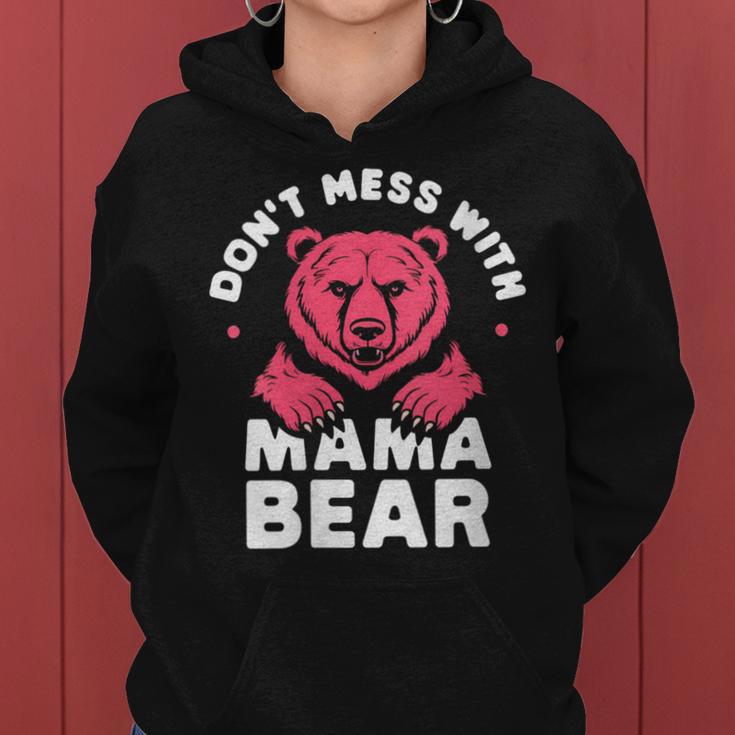 Damen Lustiger Muttertag Für Damen Don't Mess With Mama Bear Mit-Ausschnitt Kapuzenpullover für Damen