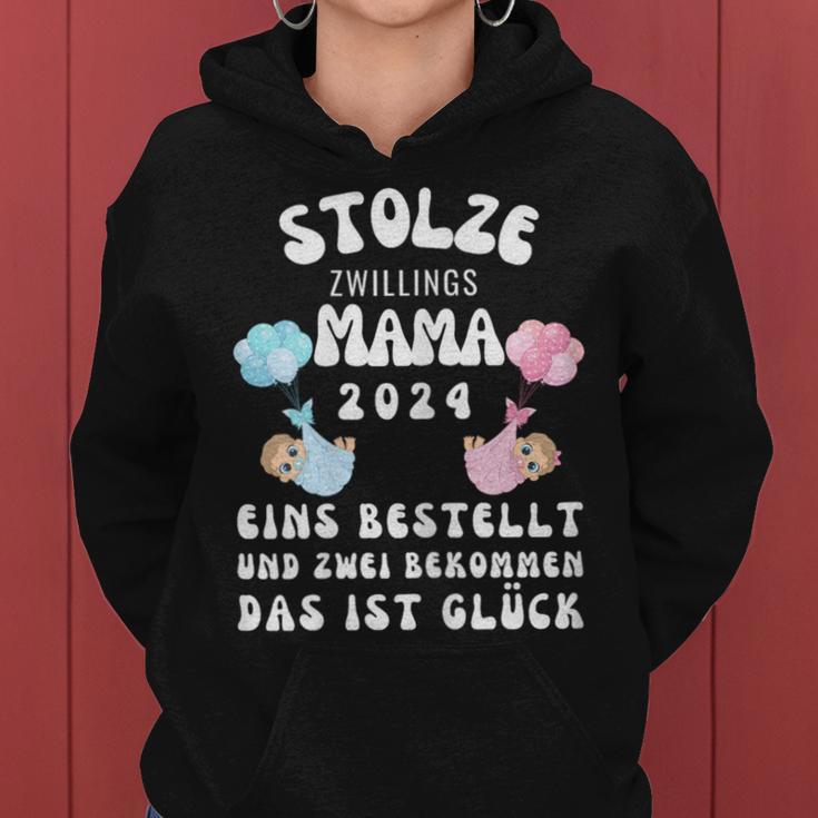 Damen Mamaon Zwillingen 2024 Spruch Stolze Zwillingsmama 2024 Kapuzenpullover für Damen