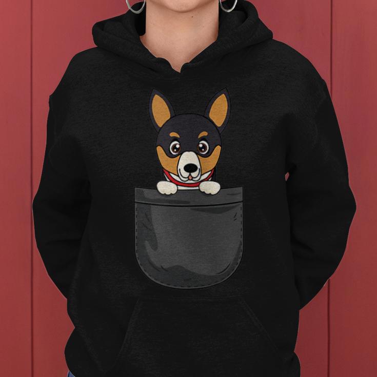 Damen Ratten-Terrier Mama Papa Hund In Der Tasche Süßes Lustiges Mit-Ausschnitt Kapuzenpullover für Damen