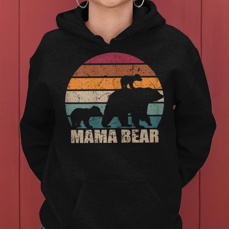 Damen Retro Mama Bäron 2 Kindern Muttertag Zweifach Mama Kapuzenpullover für Damen